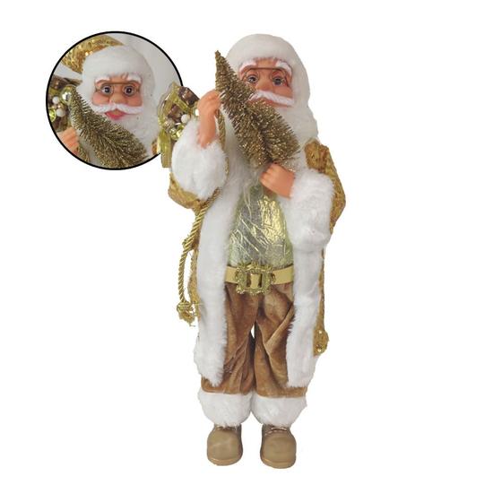 Imagem de Boneco Papai Noel Natal Natalino Arvore Dourado 45cm Decoraçao Presentes Festas Enfeite Comemorações