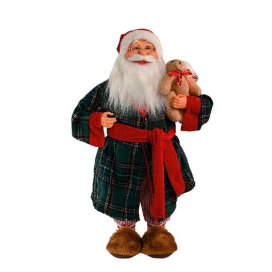 Imagem de Boneco Papai Noel Pijama Roupão Natalino Decorativo 46 cm - MAGIZI