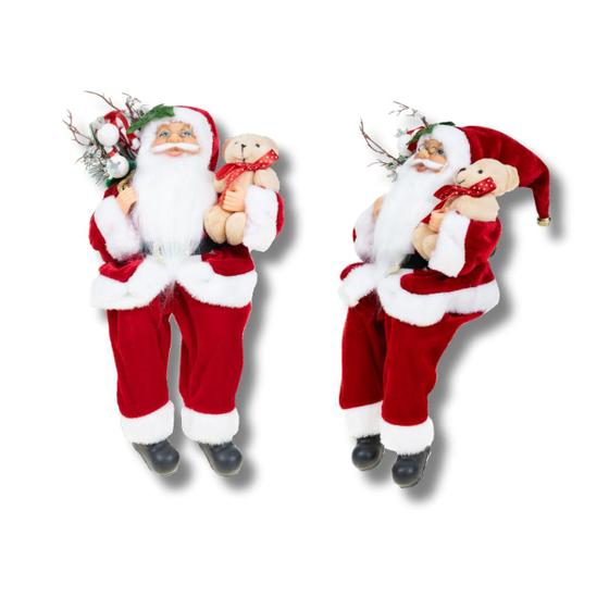 Imagem de Boneco Papai Noel Sentado 30 cm Vermelho Tradicional Enfeite Natalino Premium Decoração Natal