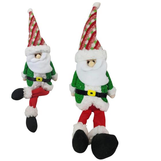 Imagem de Boneco Papai Noel Sentado Natal Natalino Decoraçao Festa Fim de Ano Celebraçao Evento Enfeite Arvore de Natal Estante Mesa Janela Casa Trabalho Celebr