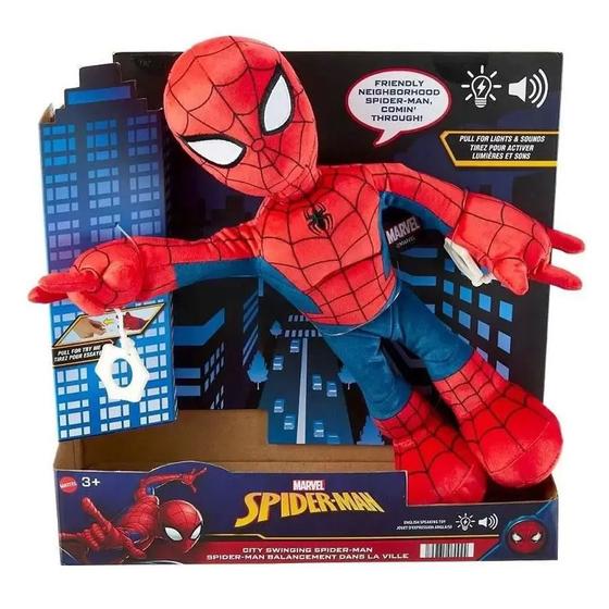 Imagem de Boneco Pelúcia Spiderman Homem Aranha Com Som e Luz Mattel