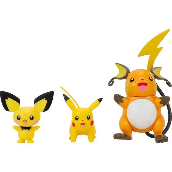 Imagem de Boneco Pokémon Evolution Multi Pack Pichu Pikachu Raichu Jazwares Pkw2778