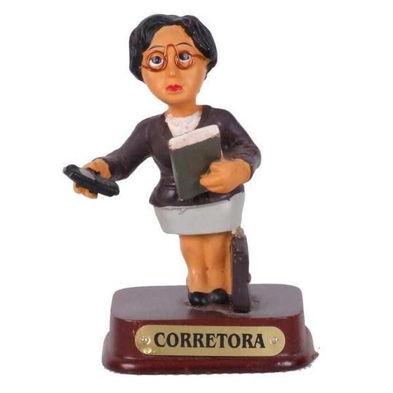 Imagem de Boneco Profissional Corretora Miniatura Decoração 8cm