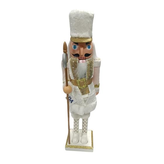 Imagem de Boneco Quebra Nozes Em Pe 60cm Branco Dourado Florarte 44869