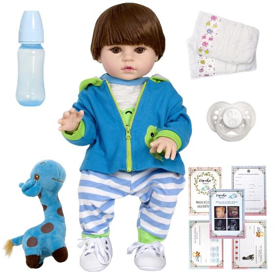 Imagem de Boneco Reborn Masculino Baby Sapinho Com Chupeta 13 Itens