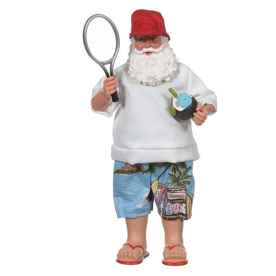 Imagem de Boneco  Resina Natal Papai Noel Tenista Beach Tennis 30 cm