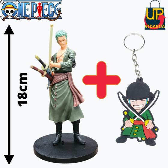 Imagem de Boneco Roronoa zoro 18cm + Chaveiro Roronoa Zoro 5cm - One Piece