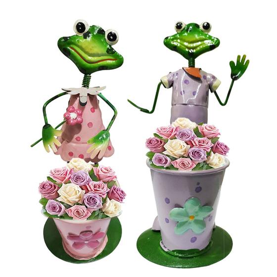 Imagem de Boneco Sapo Casal Decoraçao Jardim  Casa Pousada Balde de Flor Resistente Ambiente Externo  Varanda Quintal