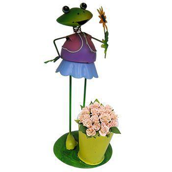 Imagem de Boneco Sapo com Balde de Flor Para Enfeite e Decoraçao Jardim e Flores (BON-P-5)