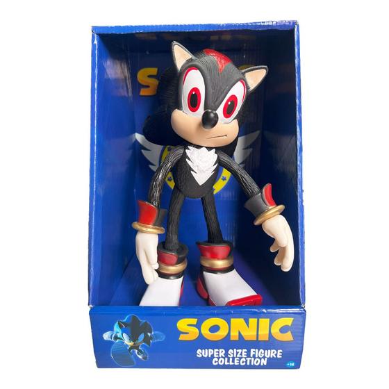 Imagem de Boneco Shadow Sonic Preto Grande Brinquedo Articulado 28cm