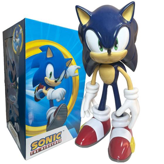 Imagem de Boneco Sonic Grande Brinquedo Original Articulado 39cm Caixa