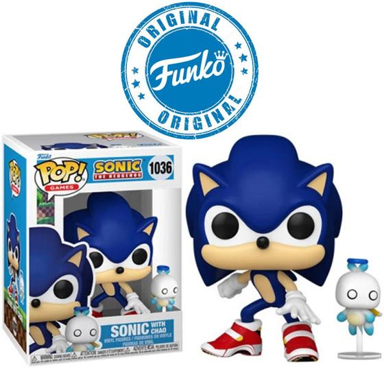 Imagem de Boneco Sonic The Hedgehog Sonic With Hero Chao Pop Funko 1036