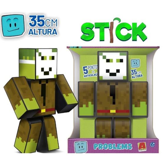 Imagem de Boneco Stick Turma Problems -Grande 35cm-Minecraft-Algazarra
