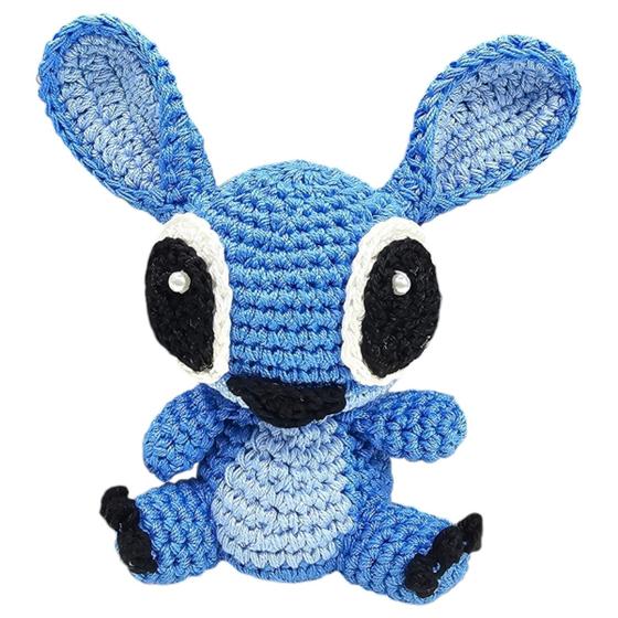 Imagem de Boneco stitch azul crochê 18x18cm amigurumi