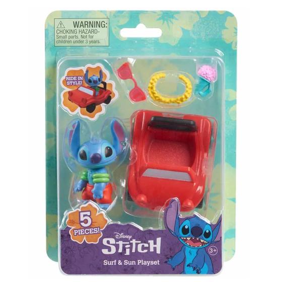 Imagem de Boneco Stitch Passeio Praia Figura Com Acessórios Disney 4cm