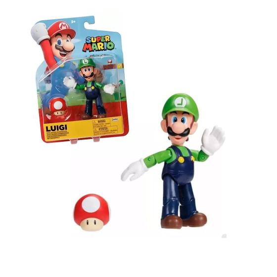 Imagem de Boneco Super Mario Bros Articulado Luigi 10cm