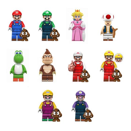 Imagem de Boneco super mario bros luigi yoshi donkey bloco de montar