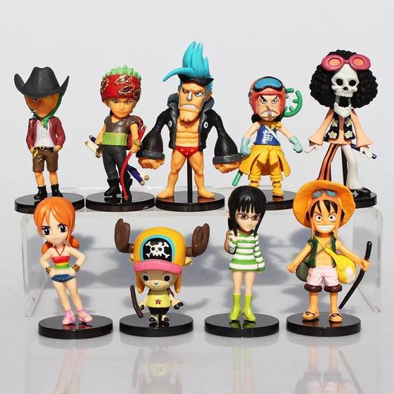 Imagem de Bonecos Coleção One Piece 09 Bonecos Luffy Zoro Action Figures Miniaturas