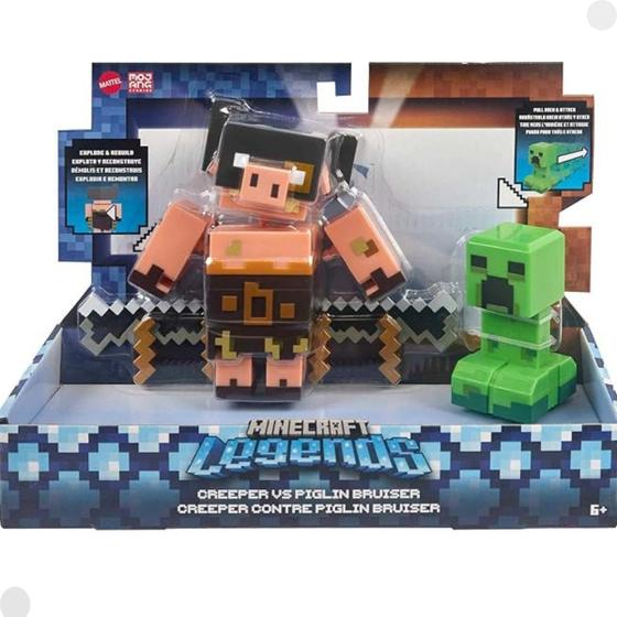 Imagem de Bonecos Minecraft Creeper Vs Piglin Bruiser GYR98A - Mattel