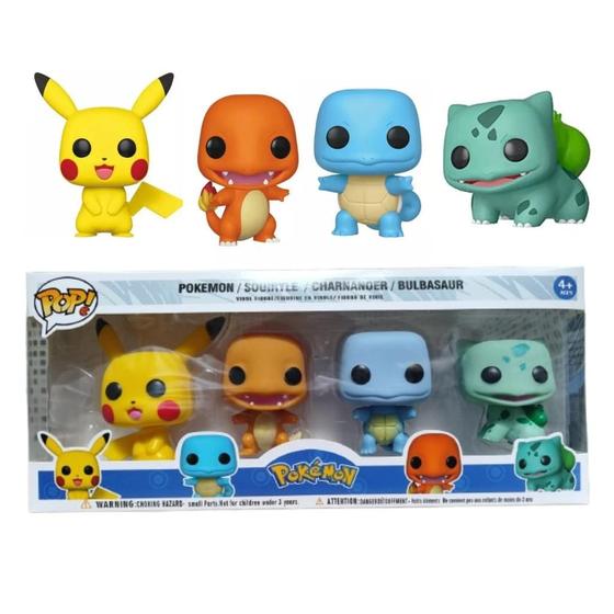 Imagem de Bonecos Tipo Funko Pop Coleção Completa Pokémon Caixa Com 4