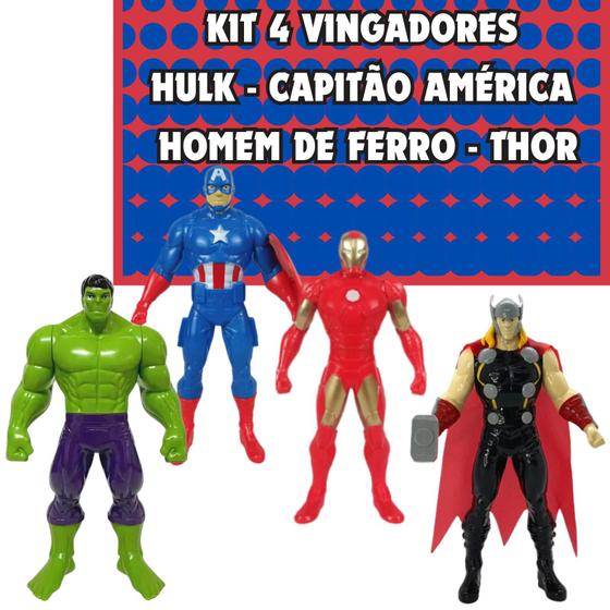 Imagem de Bonecos Vingadores Thor Capitão América Hulk Homem de Ferro