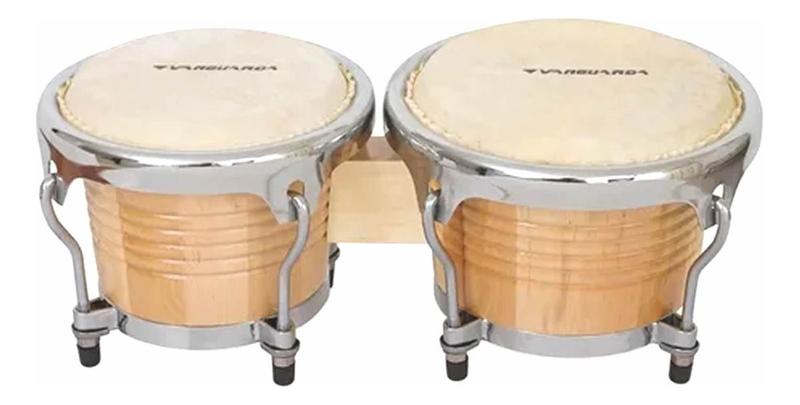 Imagem de Bongo Para Percussão Madeira Natural Ferragem Cromada 7/8