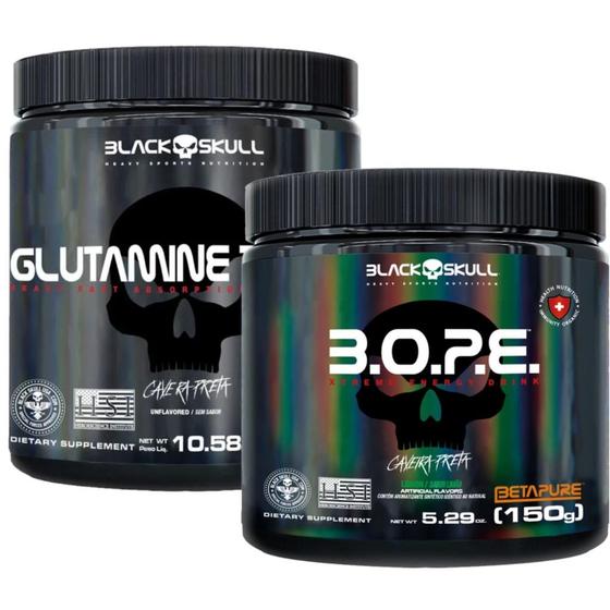 Imagem de Bope Pré Treino 150g + Glutamina Turbo 300g Black Skull