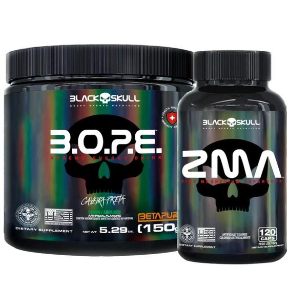 Imagem de Bope Pré Treino 150g + Zma 120 Caps Black Skull