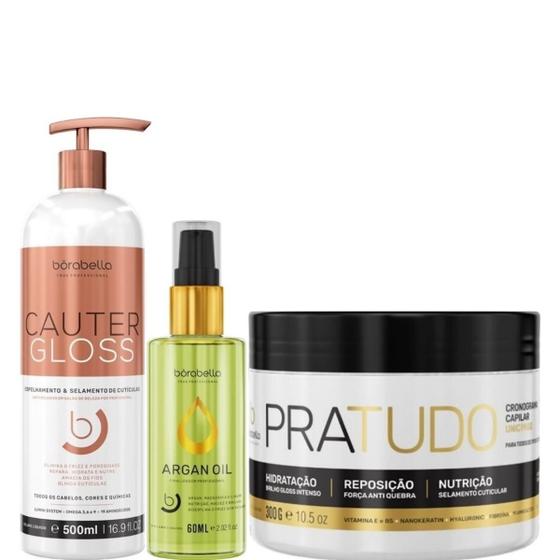 Imagem de Borabella Cauter Gloss 500ml + Argan 60ml + Pratudo 300g