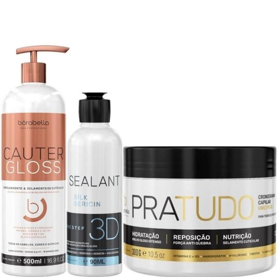 Imagem de Borabella Cauter Gloss 500ml + Selagem 90ml + Pratudo 300g
