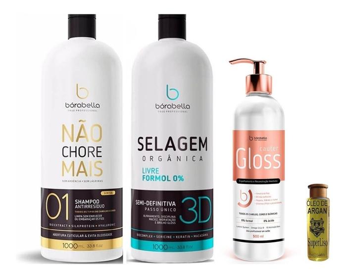 Imagem de Borabella Kit Selagem + Cautergloss + Shampoo Antiresiduos