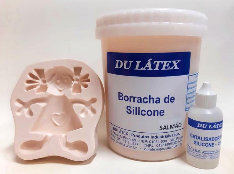 Imagem de Borracha de Silicone para moldes e formas 1kg - Cor Salmão + Catalisador 25gr.