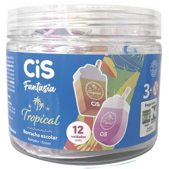 Imagem de Borracha Decorada CIS Fantasia Tropical (S) Pote com 12 Unidades