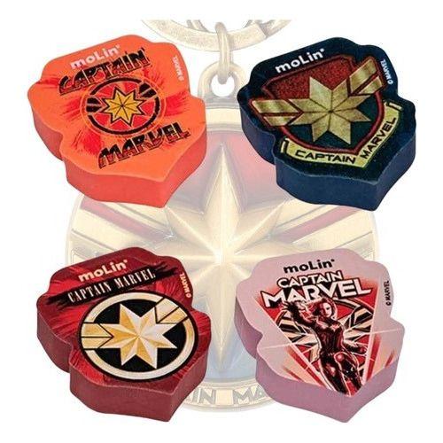 Imagem de Borracha Escolar Captain Marvel Molin Kit Com 4 Unidades