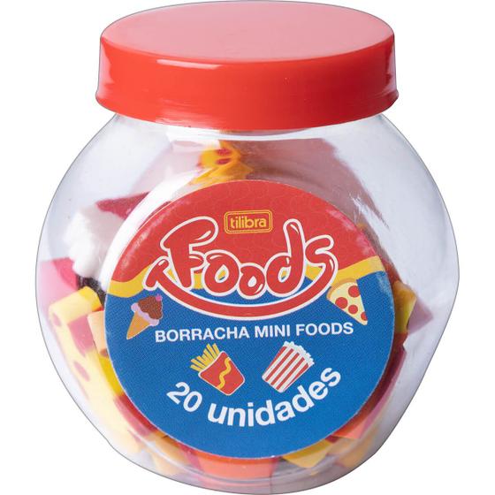 Imagem de Borracha mini foods pote com 20 unidades - tilibra