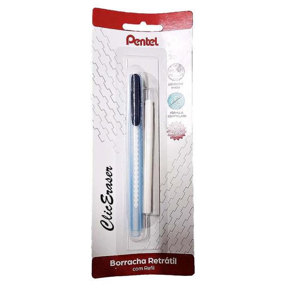 Imagem de Borracha Retrátil Clic Eraser Azul Com Refil Pentel