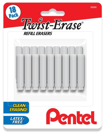 Imagem de Borrachas Pentel Twist-Erase - Pacote com 18 Unidades (Sem Látex)