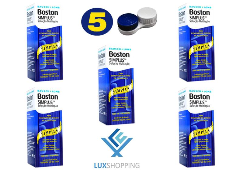 Boston Simplus Kit 5un + Estojos - Bausch+ Lomb - Solução para Lente de ...