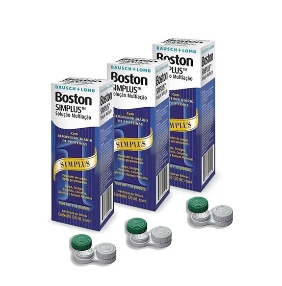Imagem de BOSTON SIMPLUS SOLUÇÃO MULTIAÇÃO 120ml + Estojo - 3 caixas