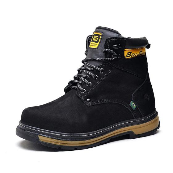 Imagem de Bota Adventure Casual Couro Legítimo Hiking Nobuck Bell Boots - 801 - Preto