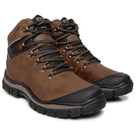 Imagem de Bota Adventure Coturno Couro Masculina Moda Casual Sola Tratorada Cano médio Modelo Robusta Estilosa