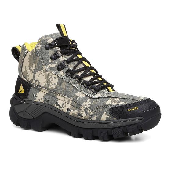 Imagem de Bota Adventure Masculina Couro Cano Baixo Tratorada Camuflado