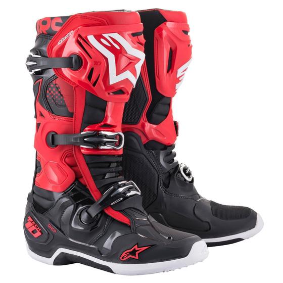 Bota Alpinestars Tech 10 Vermelha/Preta Articulada Enduro Cross Trilha