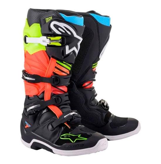 Imagem de Bota Alpinestars Tech 7 Preta Amarela Fluor Vermelho Fluor