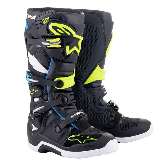 Imagem de Bota alpinestars tech 7 preto azul amarelo fluor