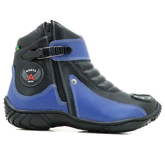Bota Atron Shoes 271 Motociclista Cano Baixo - Azul Preto Menor preço em Bota Atron Shoes 271 Motociclista Cano Baixo - Azul Preto