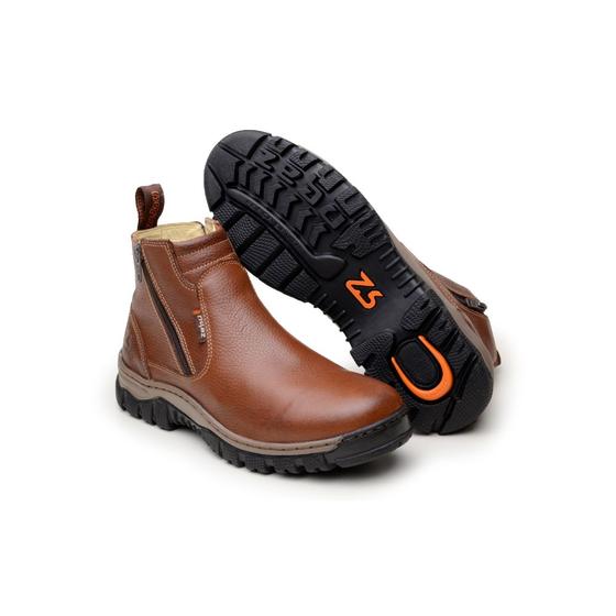 Imagem de Bota Botina Casual Zebu em Couro com Zíper e Sola com Costura Reforçada