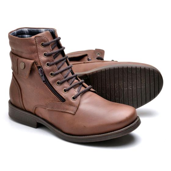 Imagem de Bota Botina Coturno Masculino Resistente Social Casual Urbano Couro - Reta Oposta