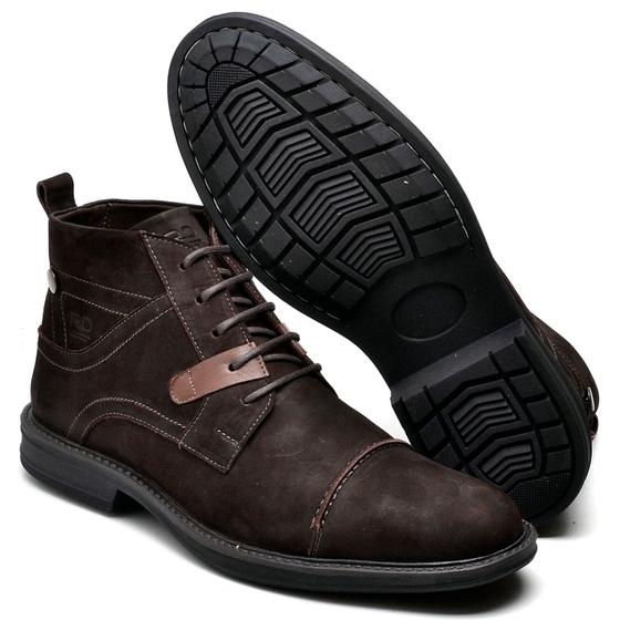 Imagem de Bota Botina Coturno Masculino Resistente Social Casual Urbano Couro - Reta Oposta