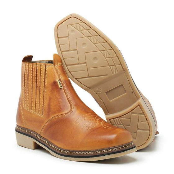 Bota Botina Country Masculina Montaria Bico Quadrado Couro Látego
